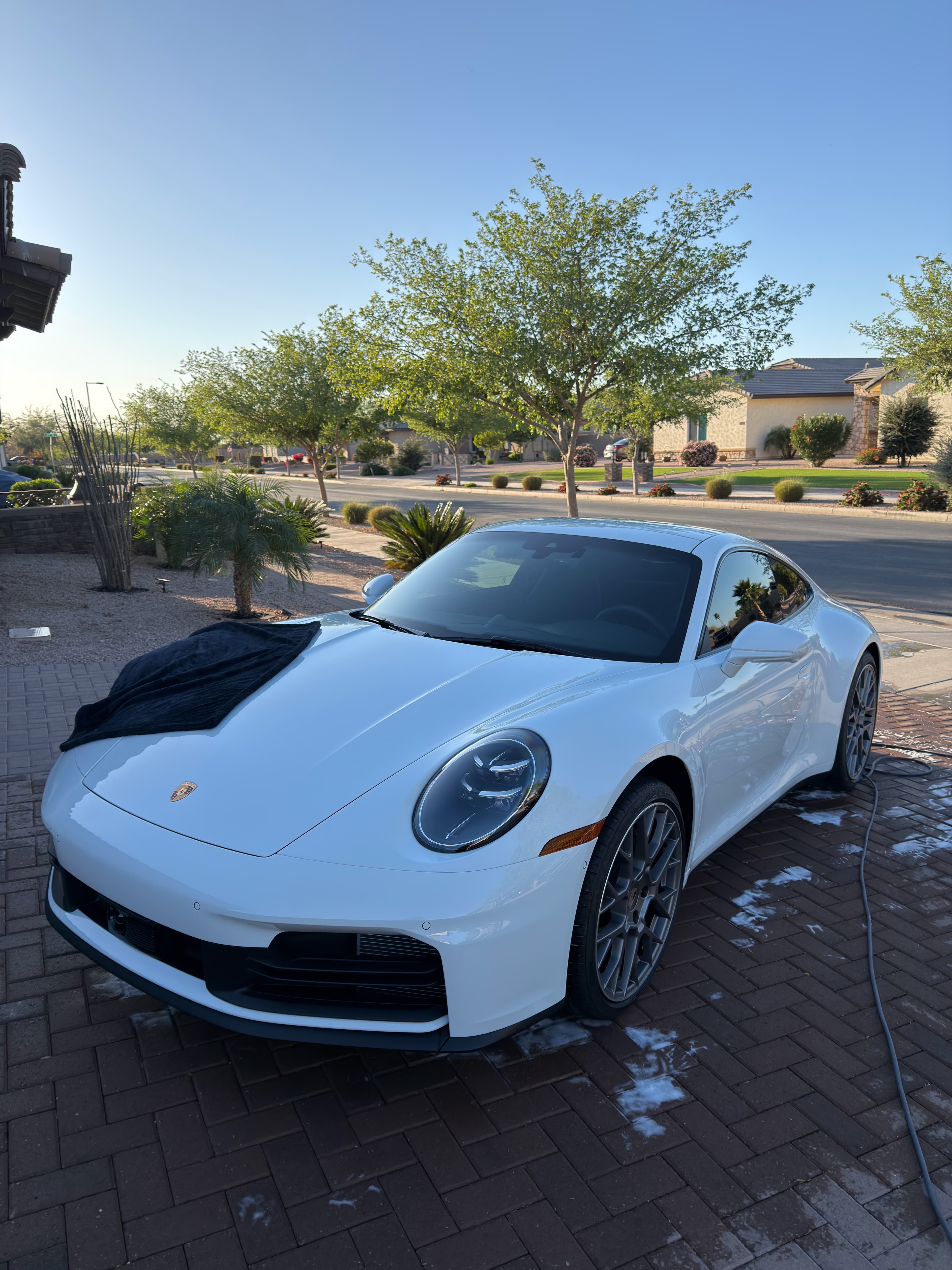 White Porsche after exterior wash — clean and shiny finish Tucson AZ