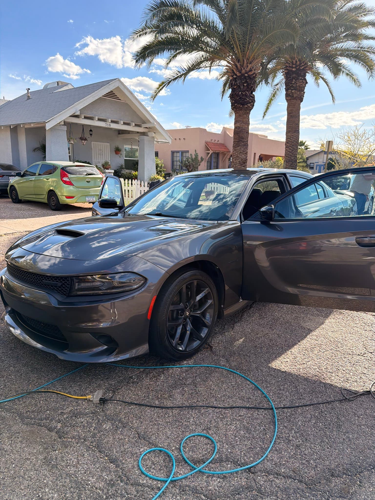 Dark gray sedan exterior wash in progress — mobile car detailing Tucson AZ